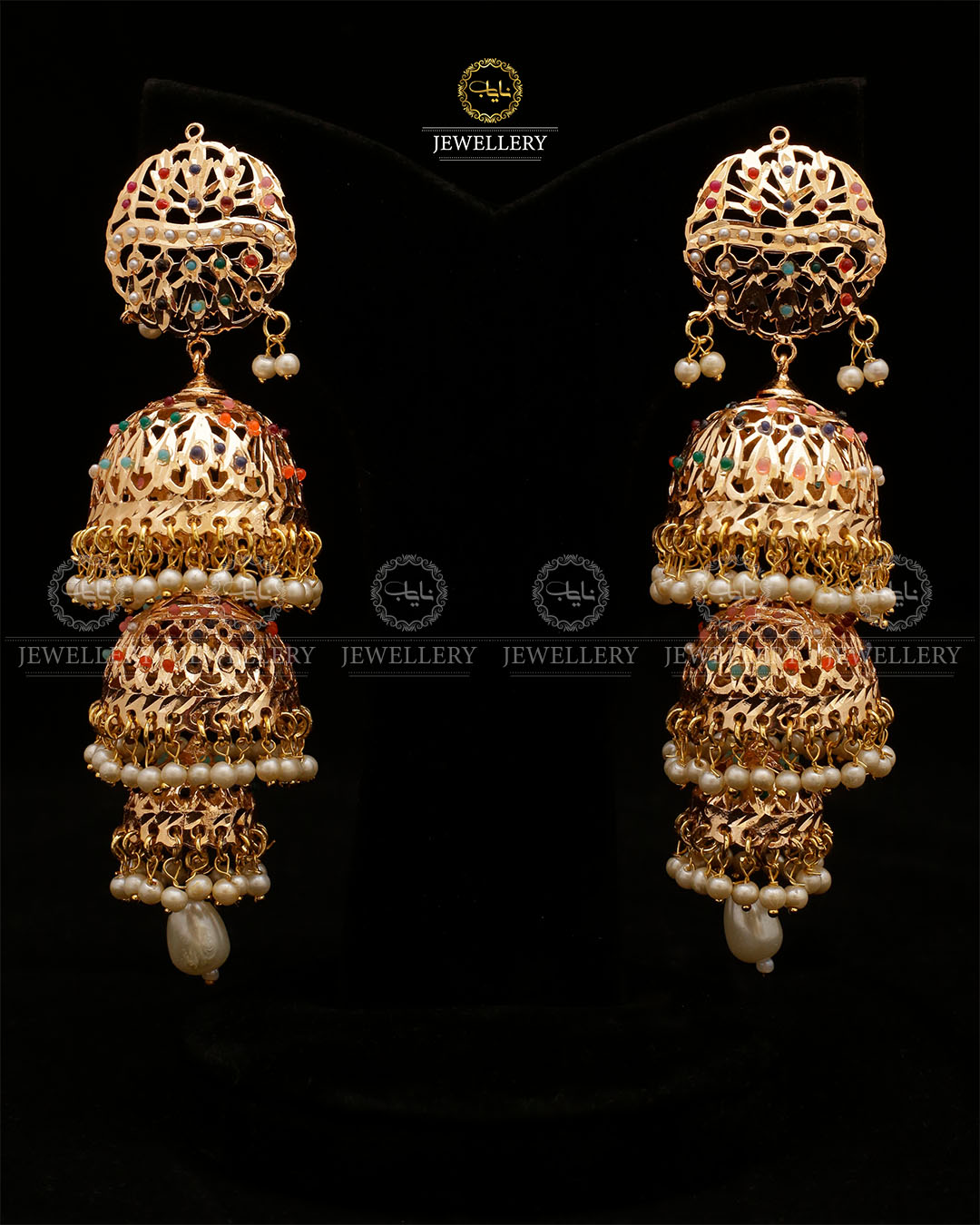 Premium Quality Hyedrabadi 3 step jhumka-2508 Nayab Jewellery