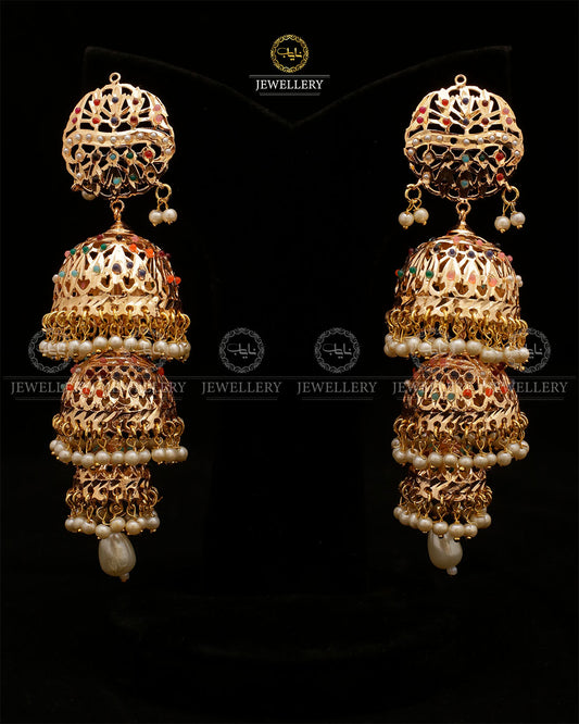 Premium Quality Hyedrabadi 3 step jhumka-2508 Nayab Jewellery