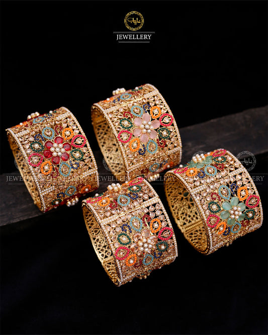 Floral Noratan Bridal Openable Bangle (Each)-2594 Nayab Jewellery
