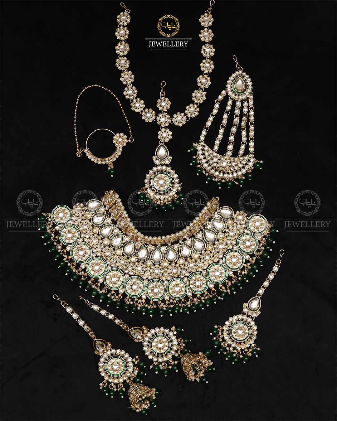 Indian Dubi Kundan 7 pcs Birdal Set-2719 Nayab Jewellery