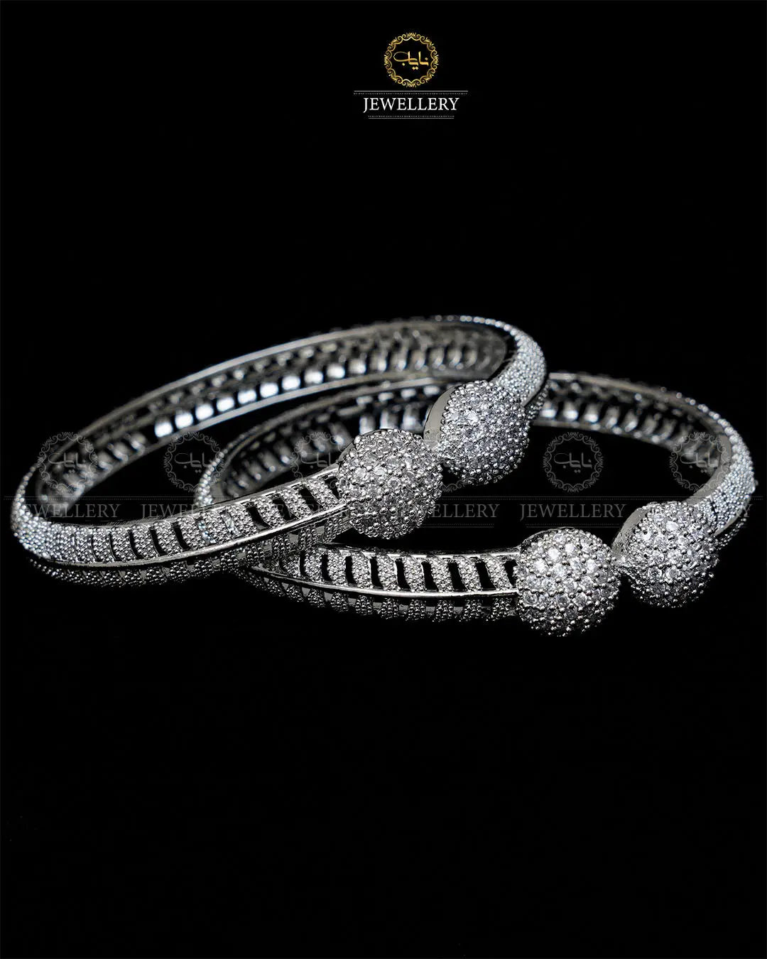 American Dimond Bangles (pair)-1964-Silver Nayab Jewellery