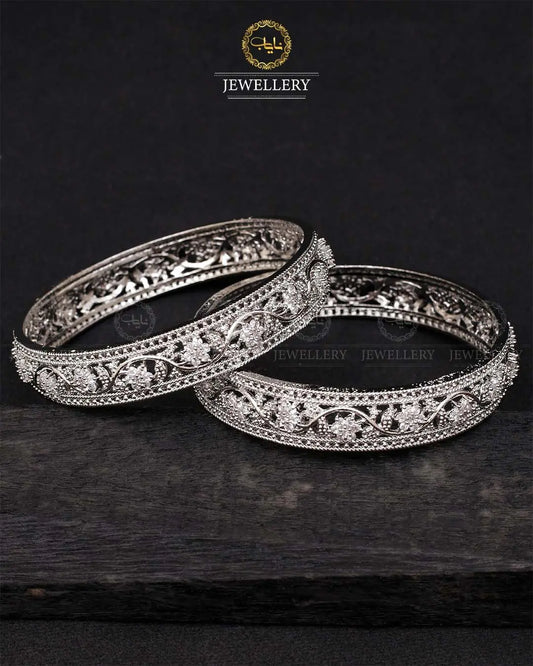 American Dimond Bangles (pair) -2051-Silver Nayab Jewellery