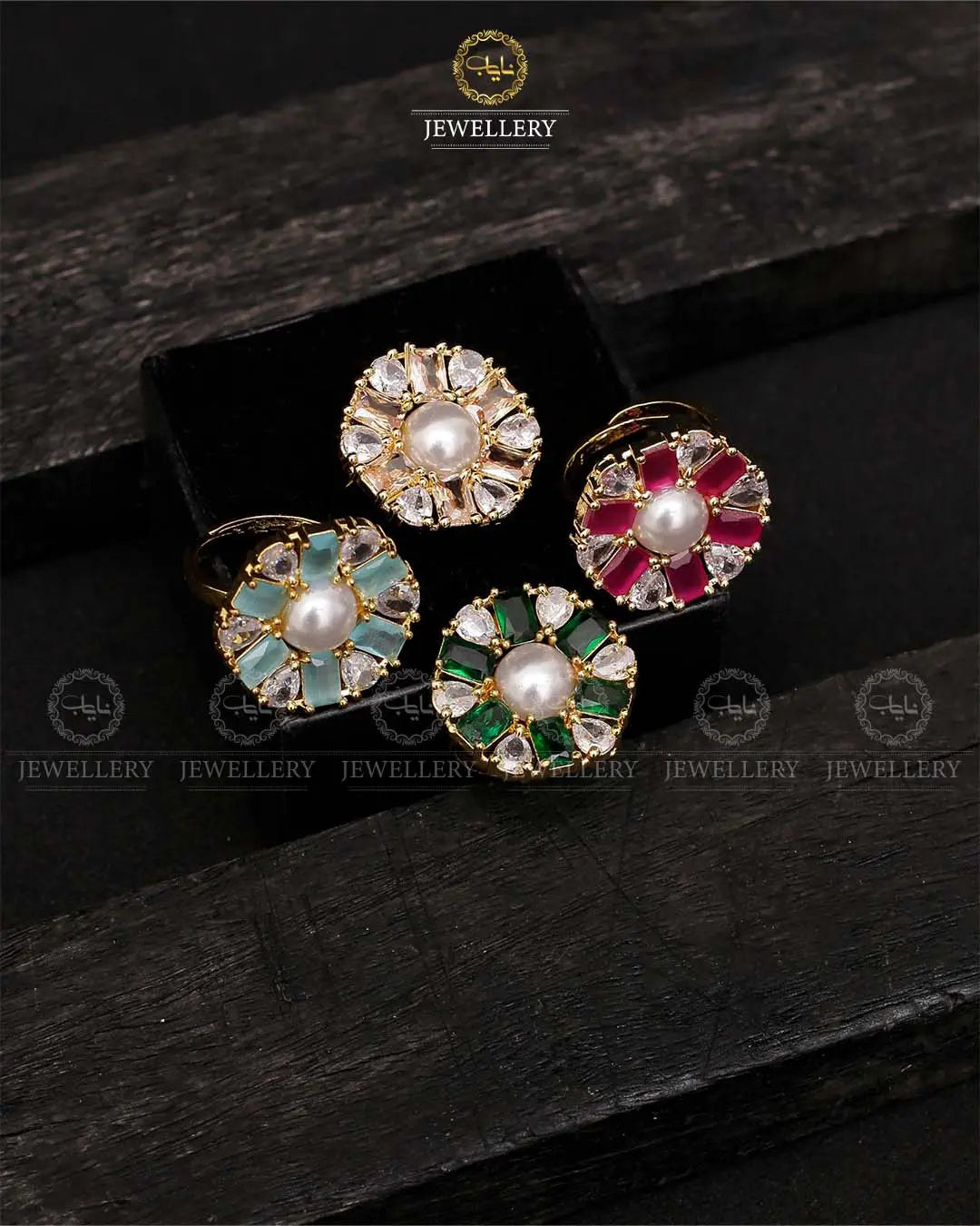 American Dimond adjustable Ring-2082-Golden Nayab Jewellery