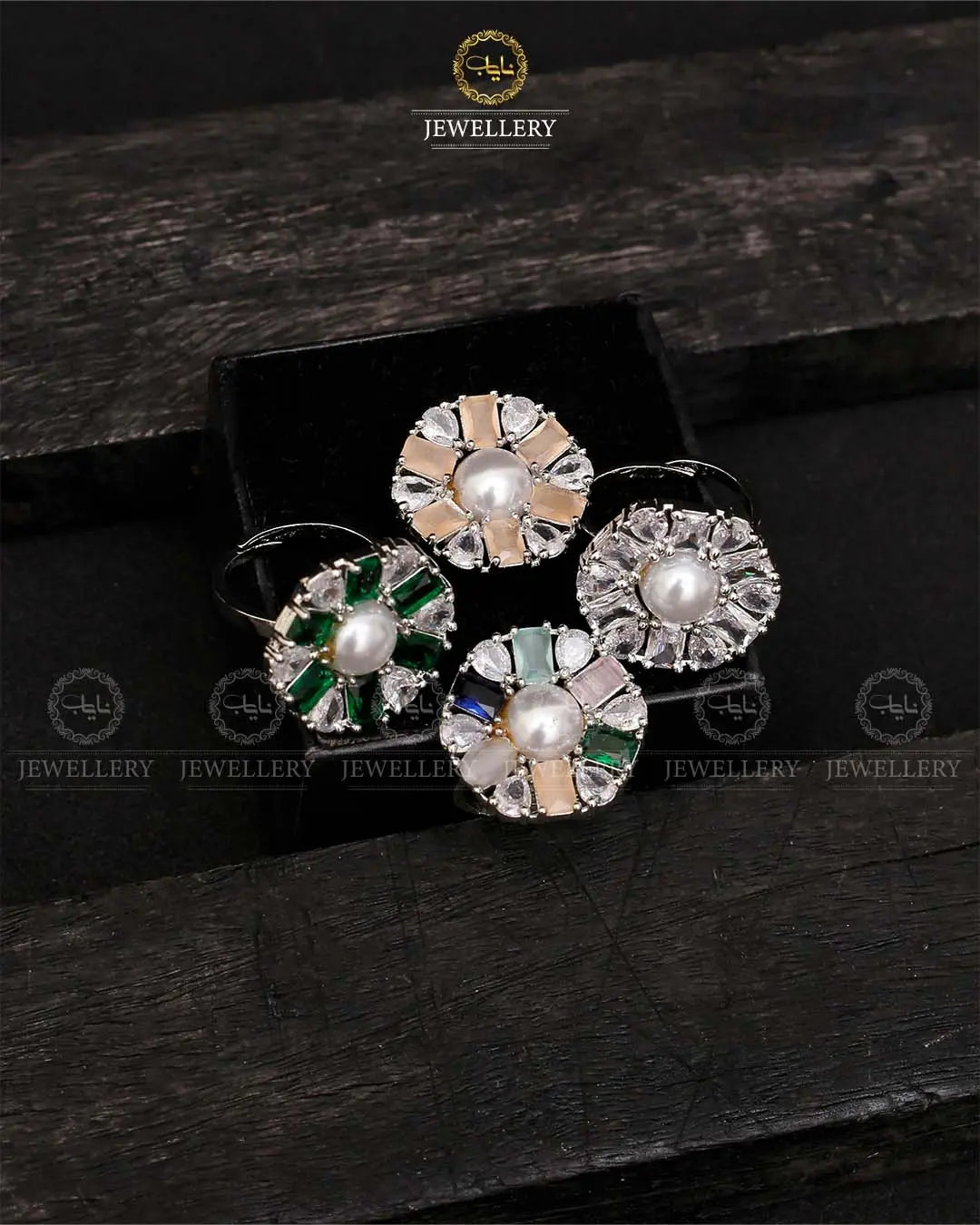 American Dimond adjustable Ring-2082-Silver Nayab Jewellery