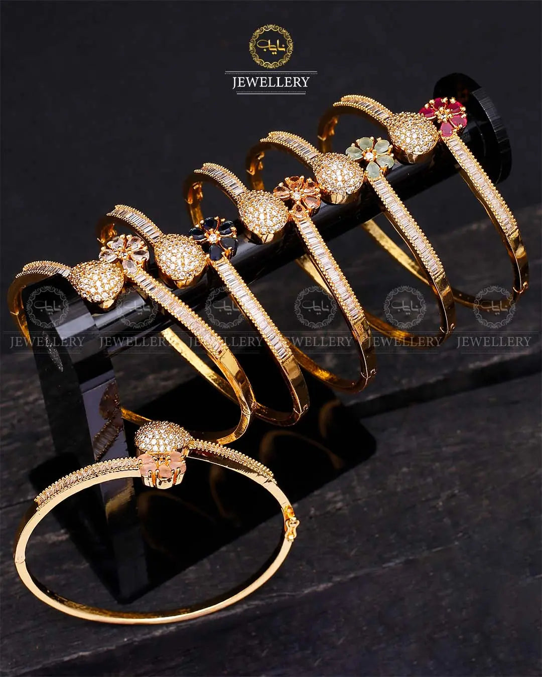 American Dimond openable Bracelet (Each)-2068-Golden Nayab Jewellery