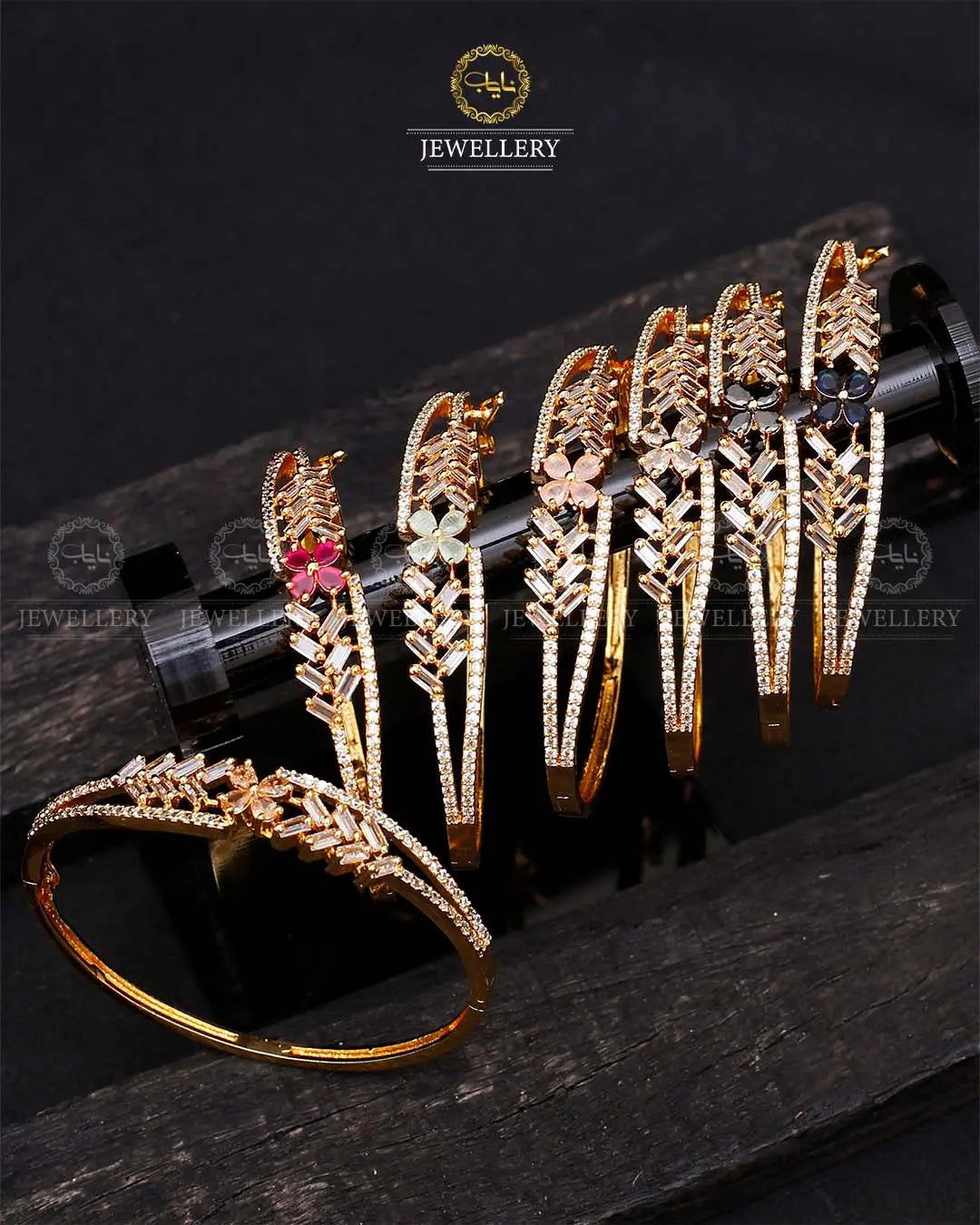 American Dimond openable Bracelet (Each)-2073-Golden Nayab Jewellery