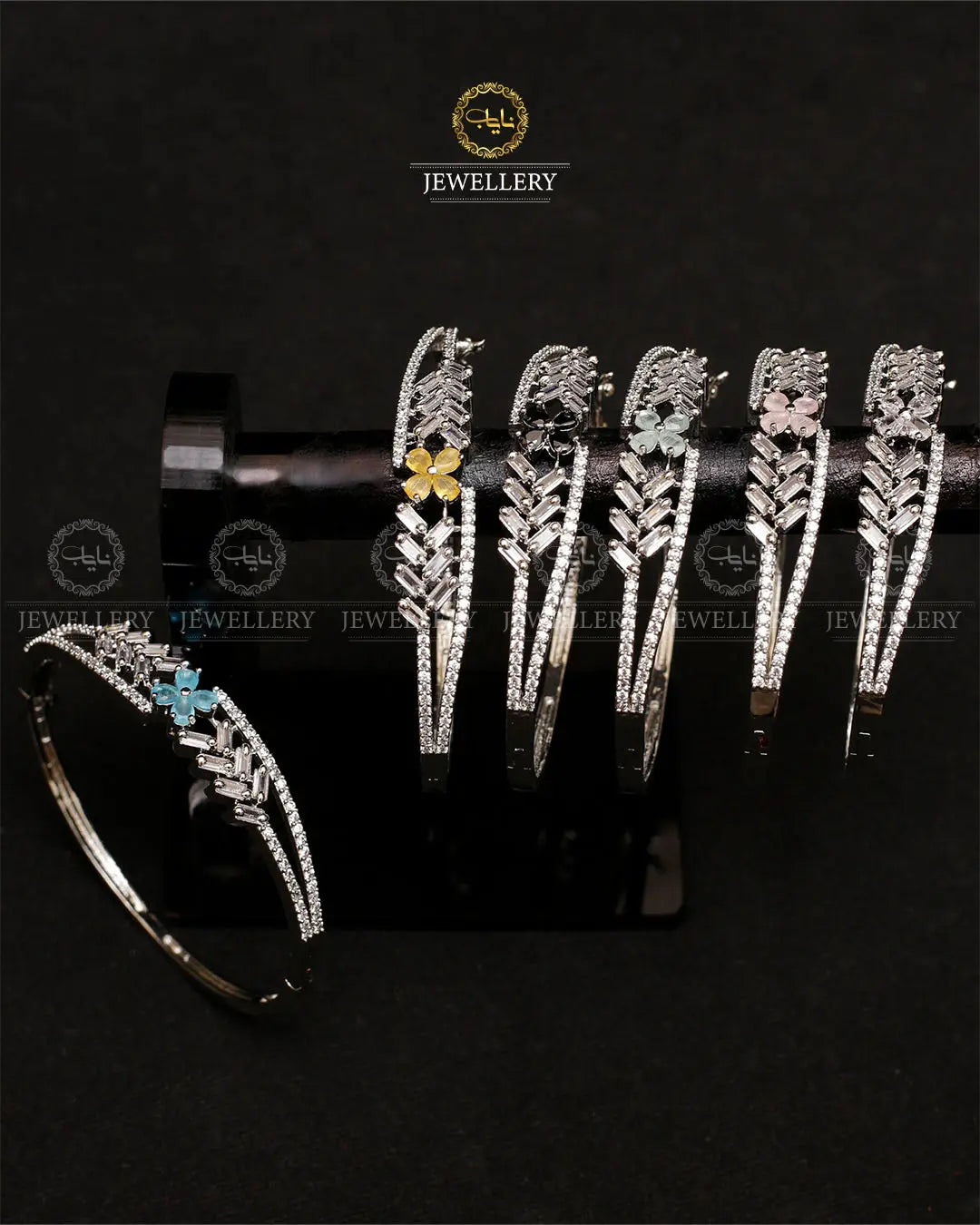 American Dimond openable Bracelet (Each)-2073-Silver Nayab Jewellery