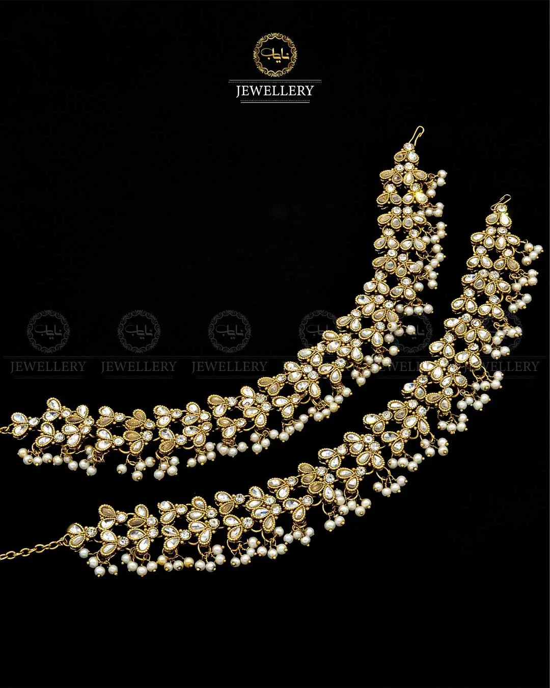 Antique polish Kundan anklets Pazaib (pair)NJ-1829-A Nayab Jewellery