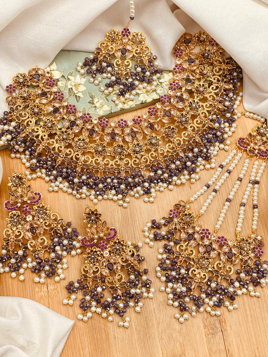 Real Stones Zarcon Bridal Necklace set-2894