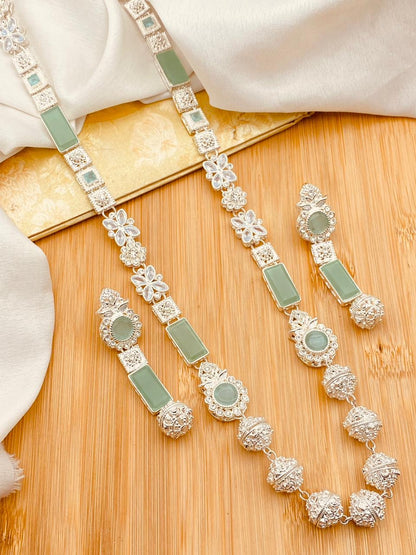 Trendy Bridal Egyptian Mala with Earring NJ-1166-Silver