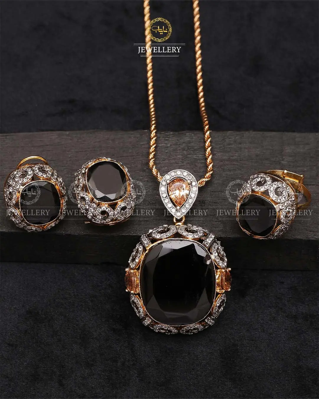 Bloom Jarao With Doublet Stones Combo set -2202 Nayab Jewellery