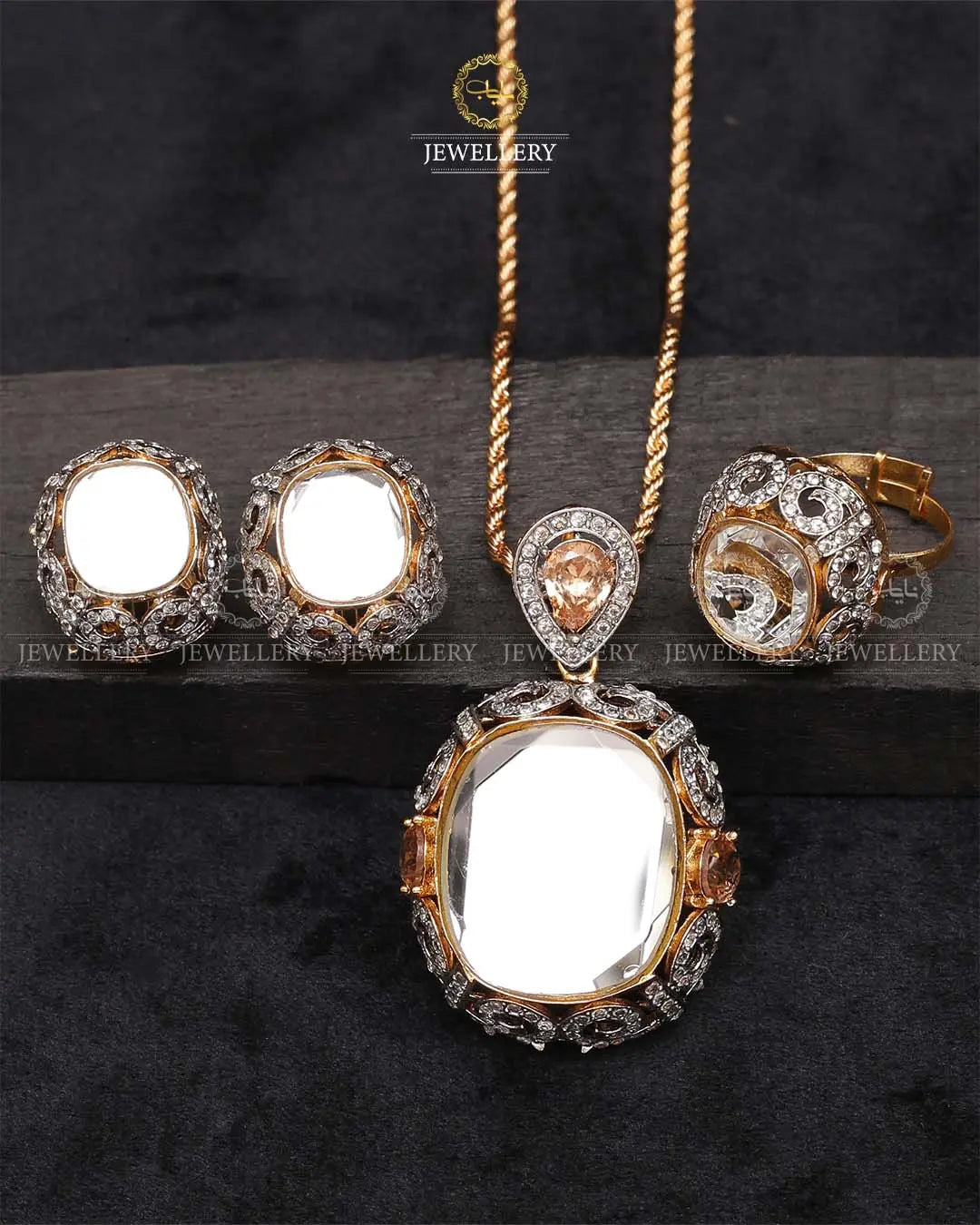 Bloom Jarao With Doublet Stones Combo set -2202 Nayab Jewellery