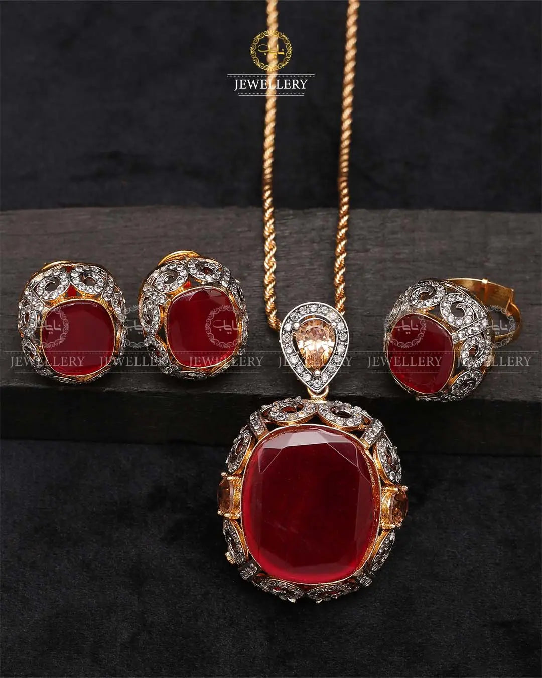 Bloom Jarao With Doublet Stones Combo set -2202 Nayab Jewellery