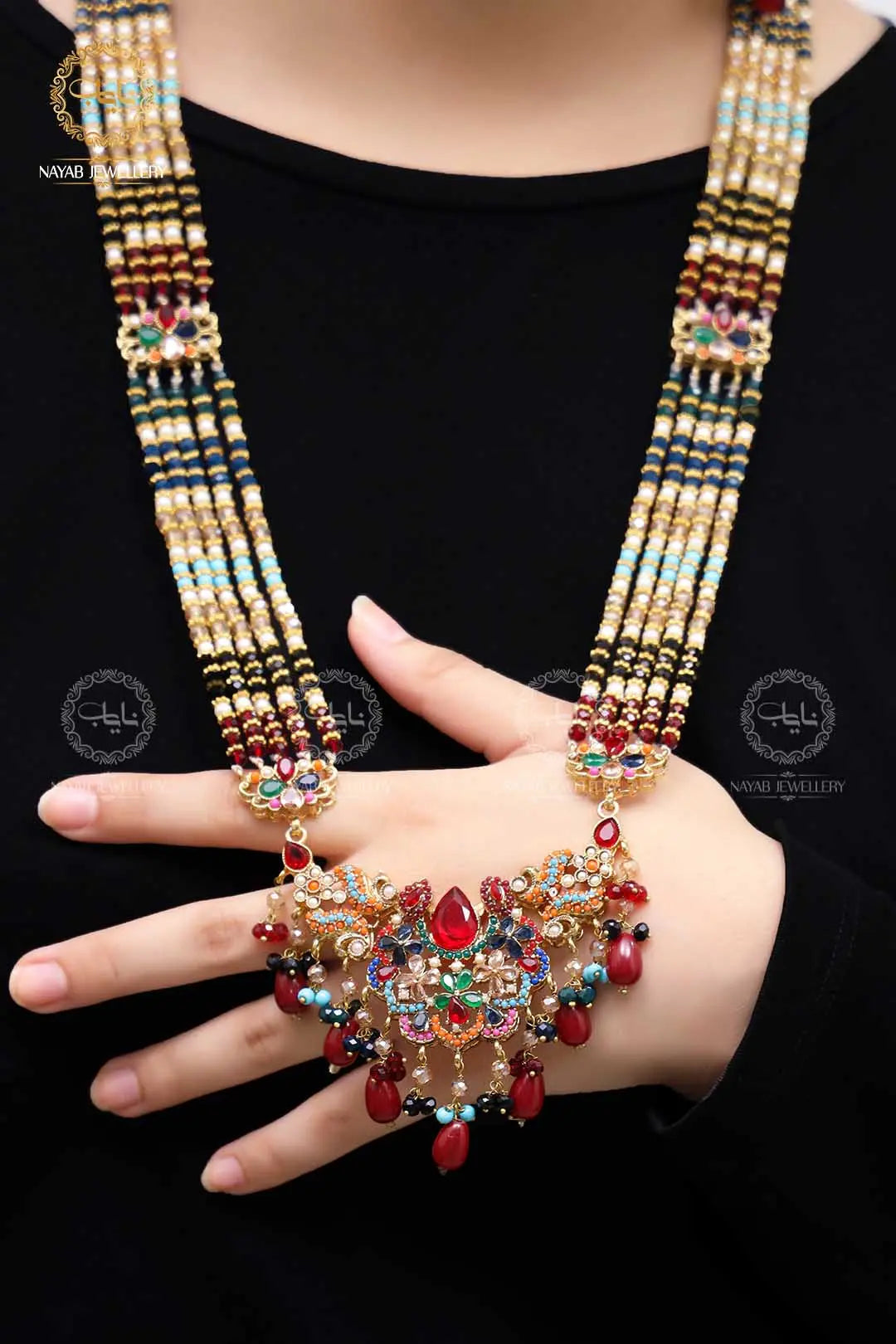 Bridal Noratan Mala Set with Earring NJ-1182 Nayab Jewellery