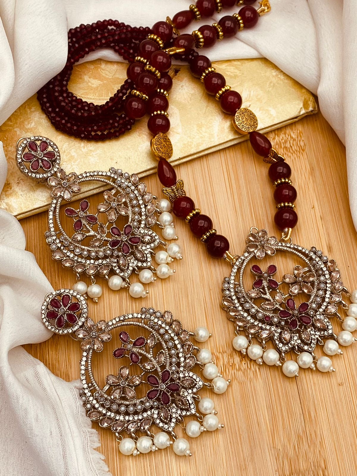 Marjan Traditional Real stones Dilver Maala Set NJ-1222