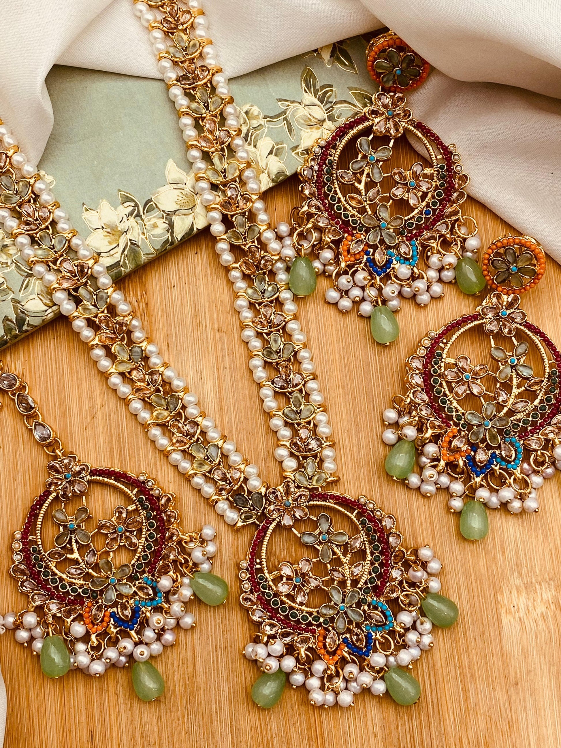 Zarcon Mala set with Hoops & Tika NJ-1919-M Nayab Jewellery