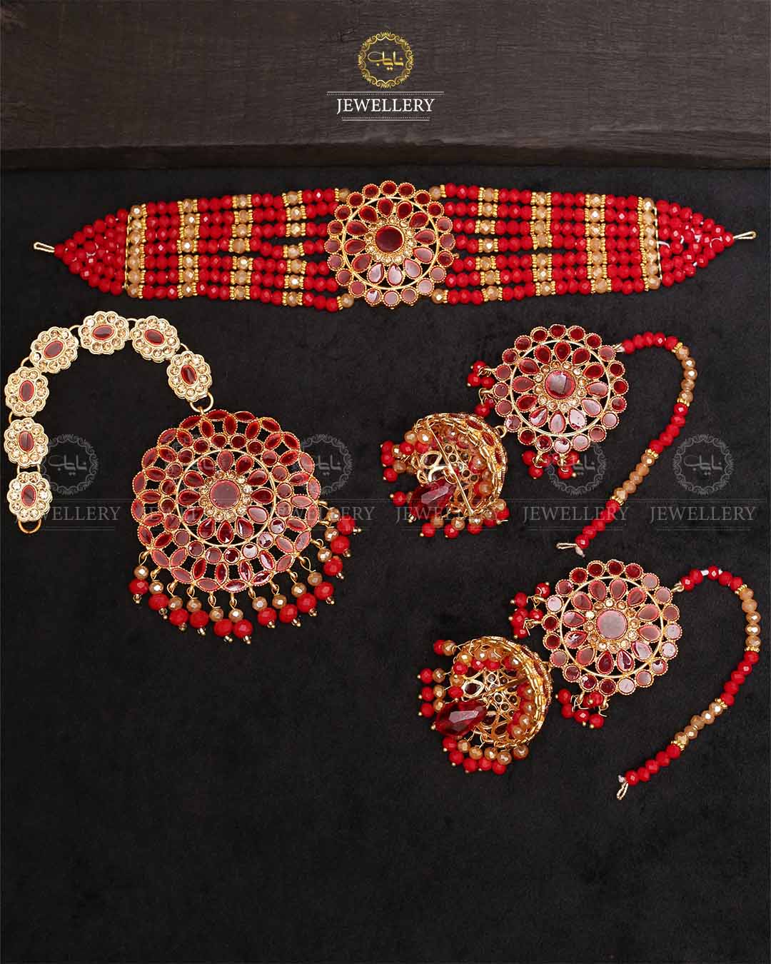 Casting chokar set with Big size tika & jhumka-2298 Nayab Jewellery