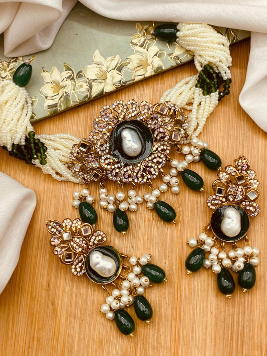Turkish Mother Pearl Chokar Set-2696 Nayab Jewellery