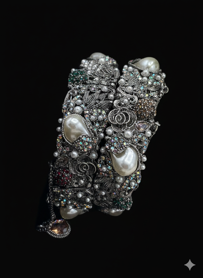 Turkish Victorian Polish Mother Pearl Openable Bangles (pair) -2722- V