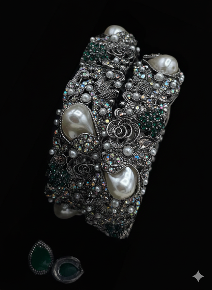 Turkish Victorian Polish Mother Pearl Openable Bangles (pair) -2722- V