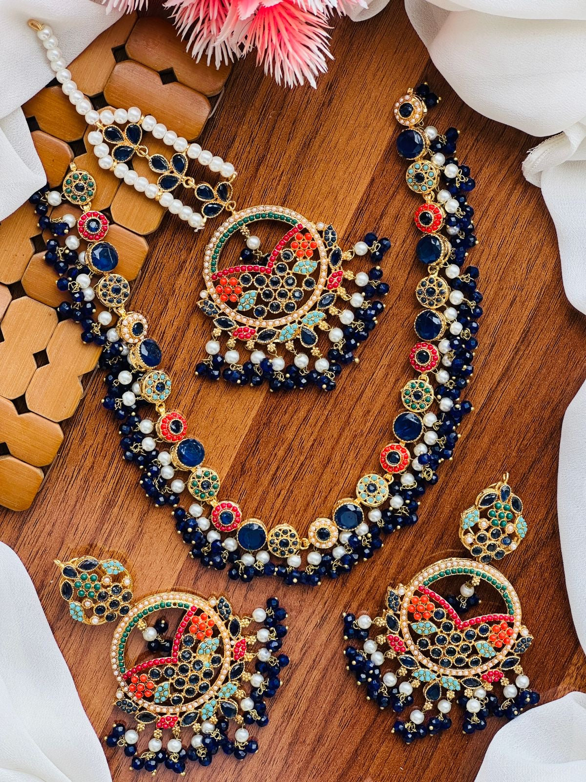 Noratan Necklace set with Tika-2614 Nayab Jewellery