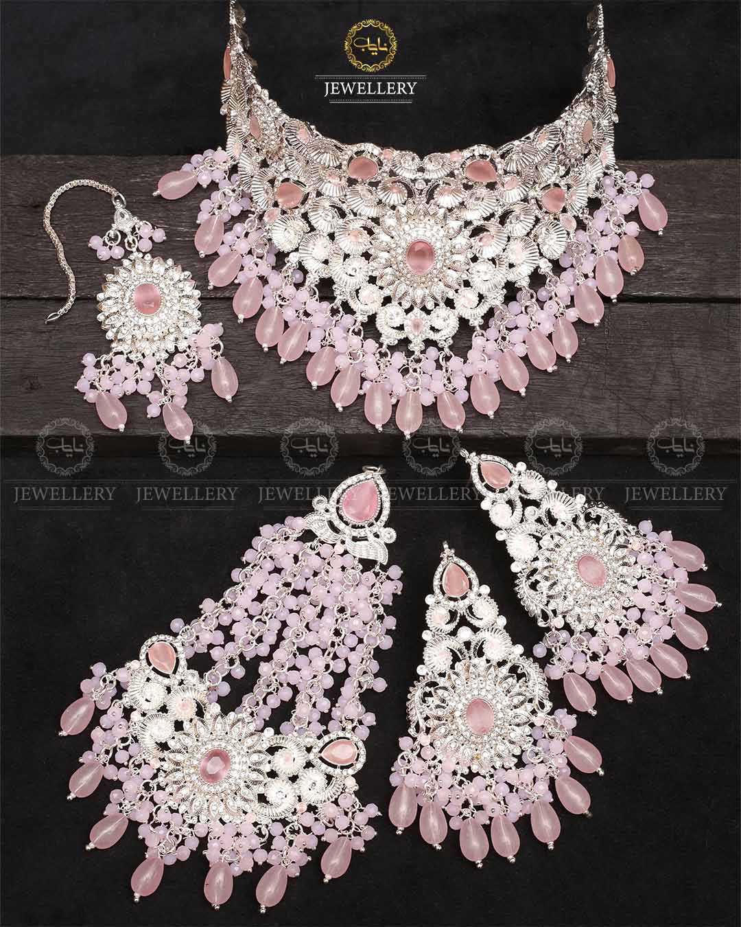 Designer Bridal set with jhomer-2291-Silver Nayab Jewellery