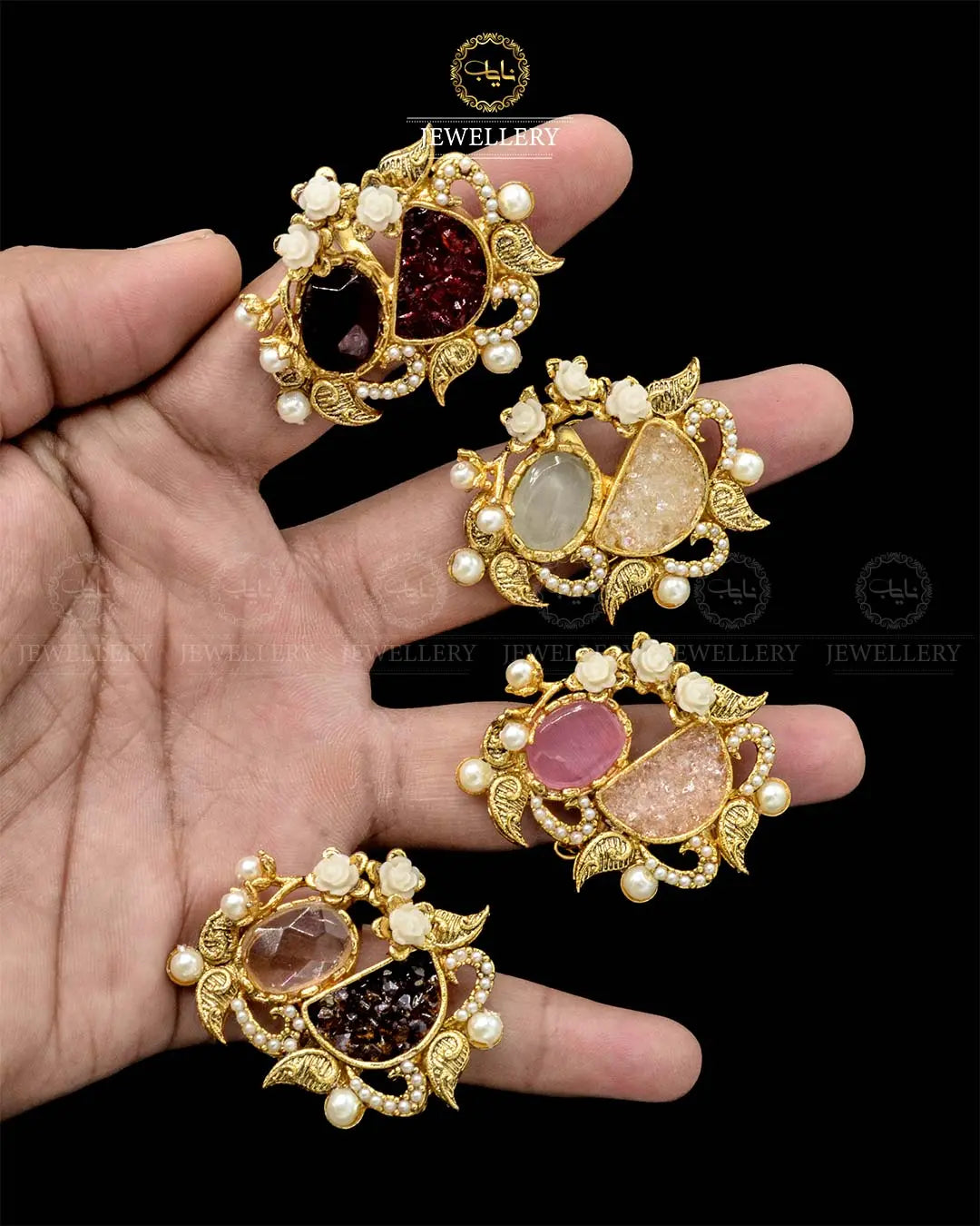 Designer Crush with Doublet Stone Adjustable Ring NJ-1867 Nayab Jewellery