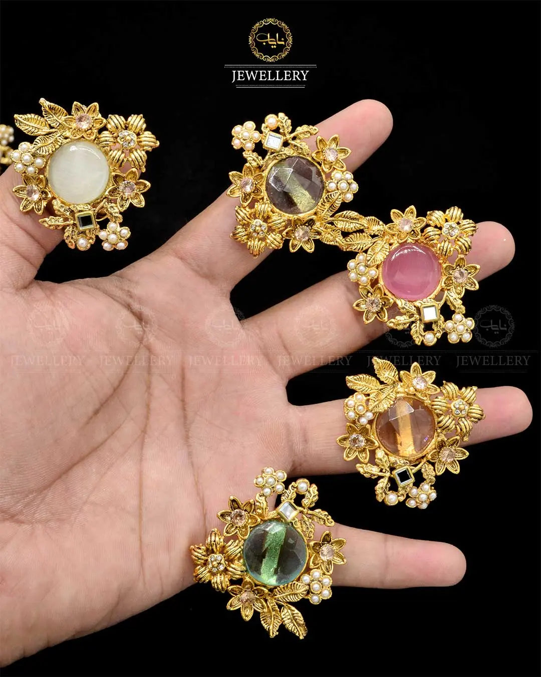 Designer Doublet Stone Adjustable Ring NJ-1866 Nayab Jewellery