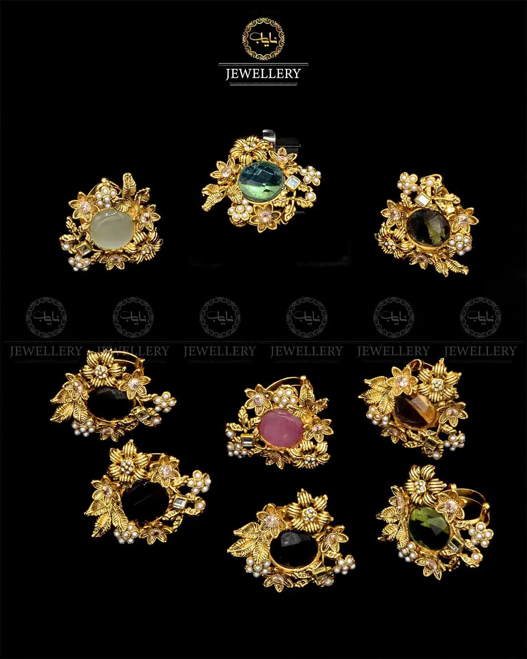 Designer Doublet Stone Adjustable Ring NJ-1866 Nayab Jewellery