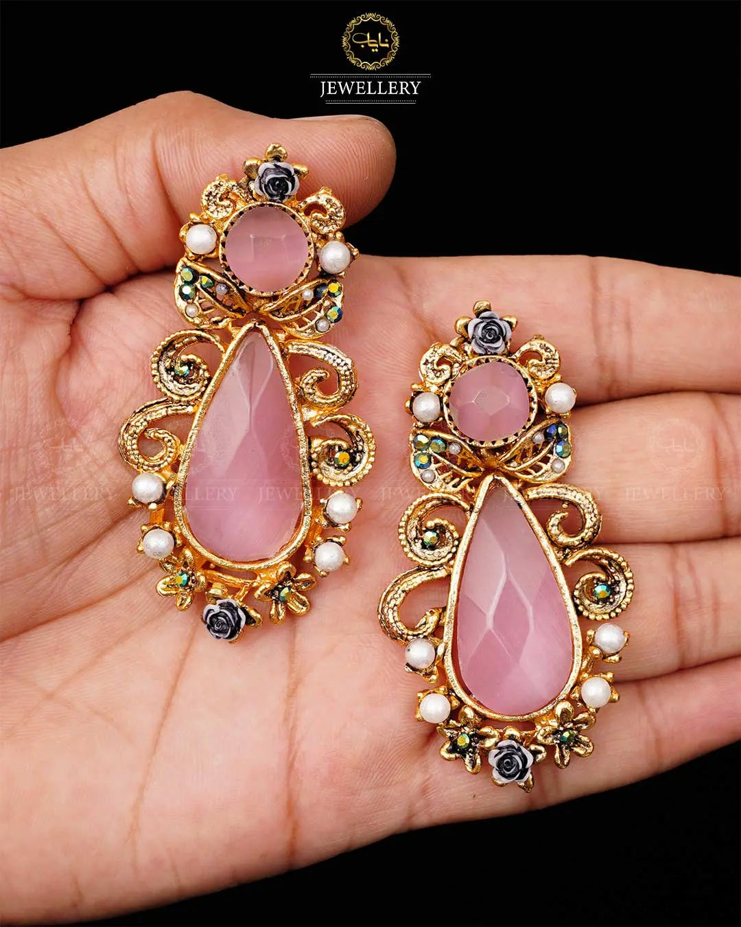 Designer Doublet stone earrings -1941 Nayab Jewellery