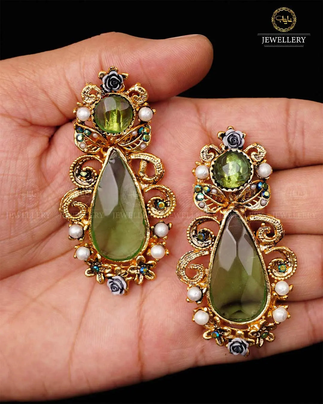 Designer Doublet stone earrings -1941 Nayab Jewellery