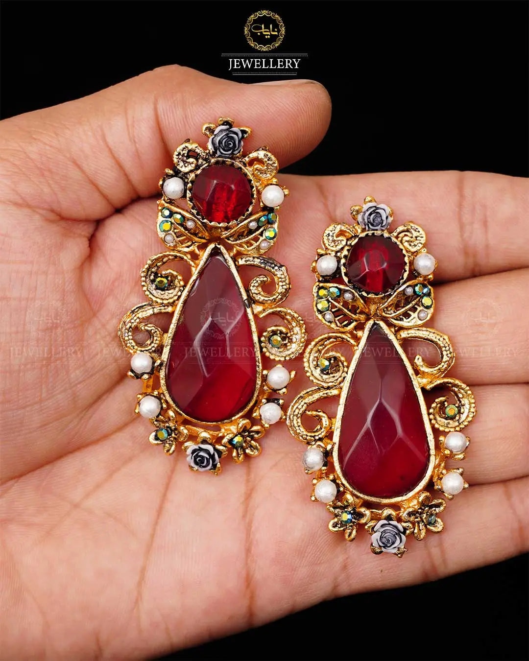 Designer Doublet stone earrings -1941 Nayab Jewellery