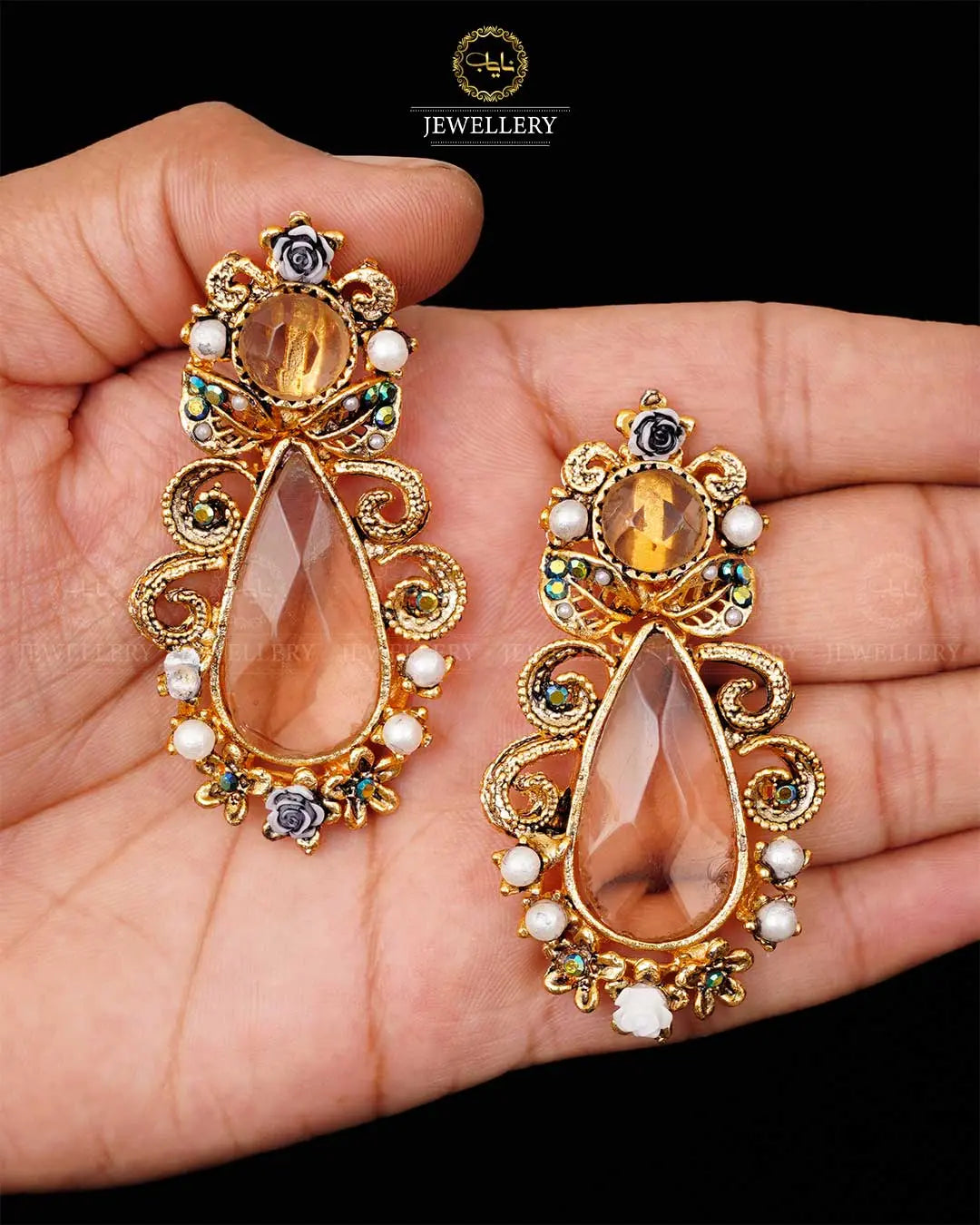 Designer Doublet stone earrings -1941 Nayab Jewellery