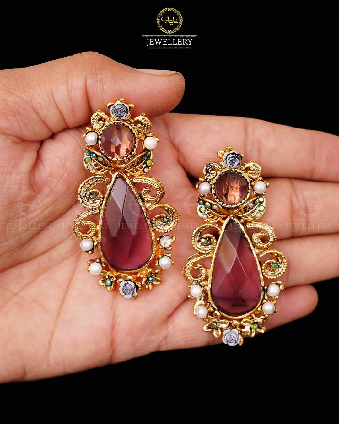 Designer Doublet stone earrings -1941 Nayab Jewellery