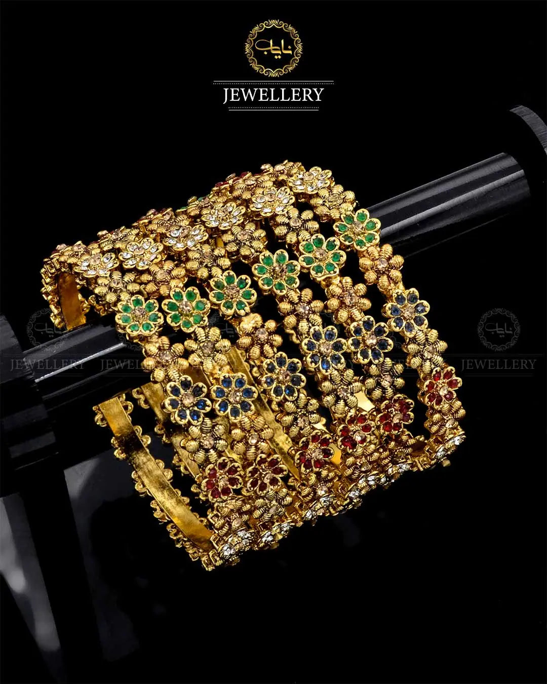 Designer Flower 6 pcs bangles set NJ-1766-Multi Nayab Jewellery