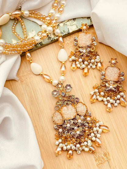 Designer Flower Crush stones Mala set-1951 Nayab Jewellery