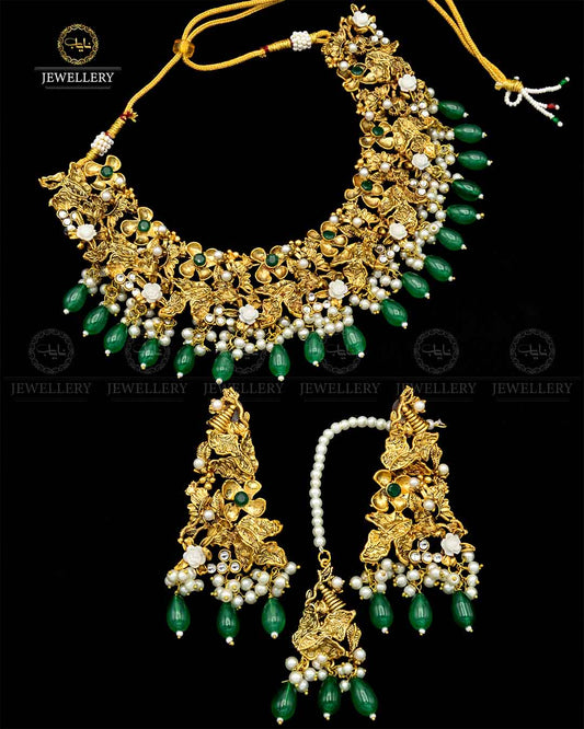 Designer Gold plated Bridal Necklace set NJ-1795 Nayab Jewellery