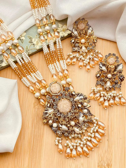 Designer Handmade Crush Stones Mala set-2045 Nayab Jewellery