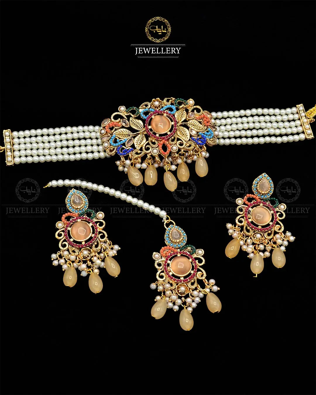 Designer Noratan Chokar set with Tika NJ-1911 Nayab Jewellery