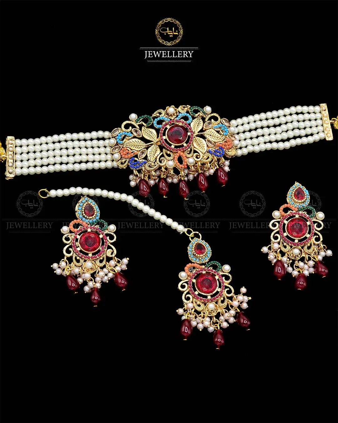 Designer Noratan Chokar set with Tika NJ-1911 Nayab Jewellery