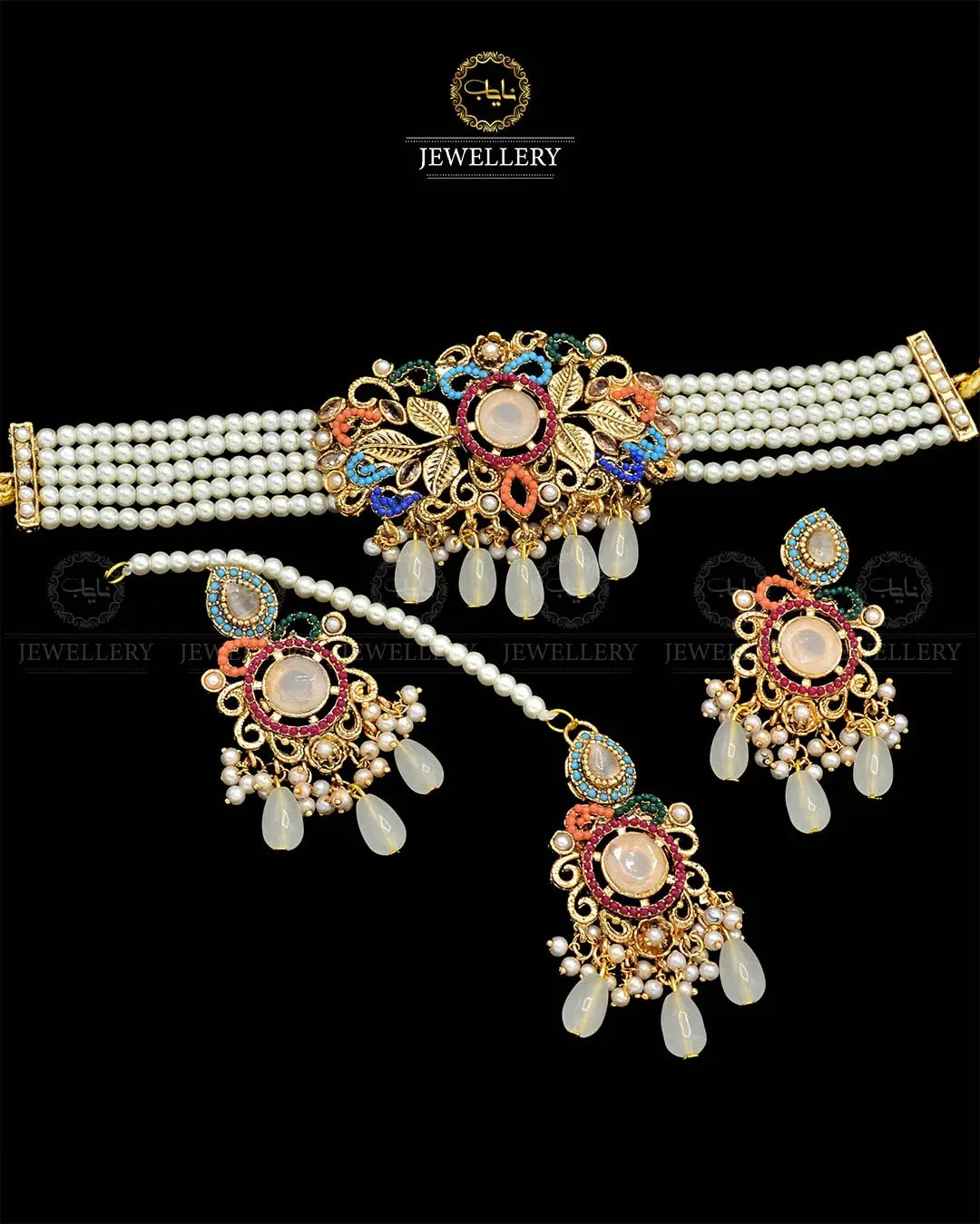 Designer Noratan Chokar set with Tika NJ-1911 Nayab Jewellery