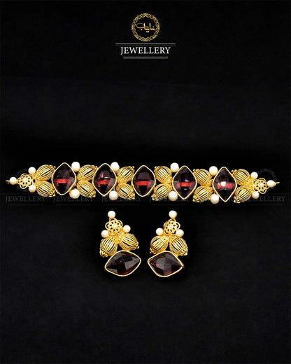 Designer doublet stone Chokar set  NJ-1891 Nayab Jewellery