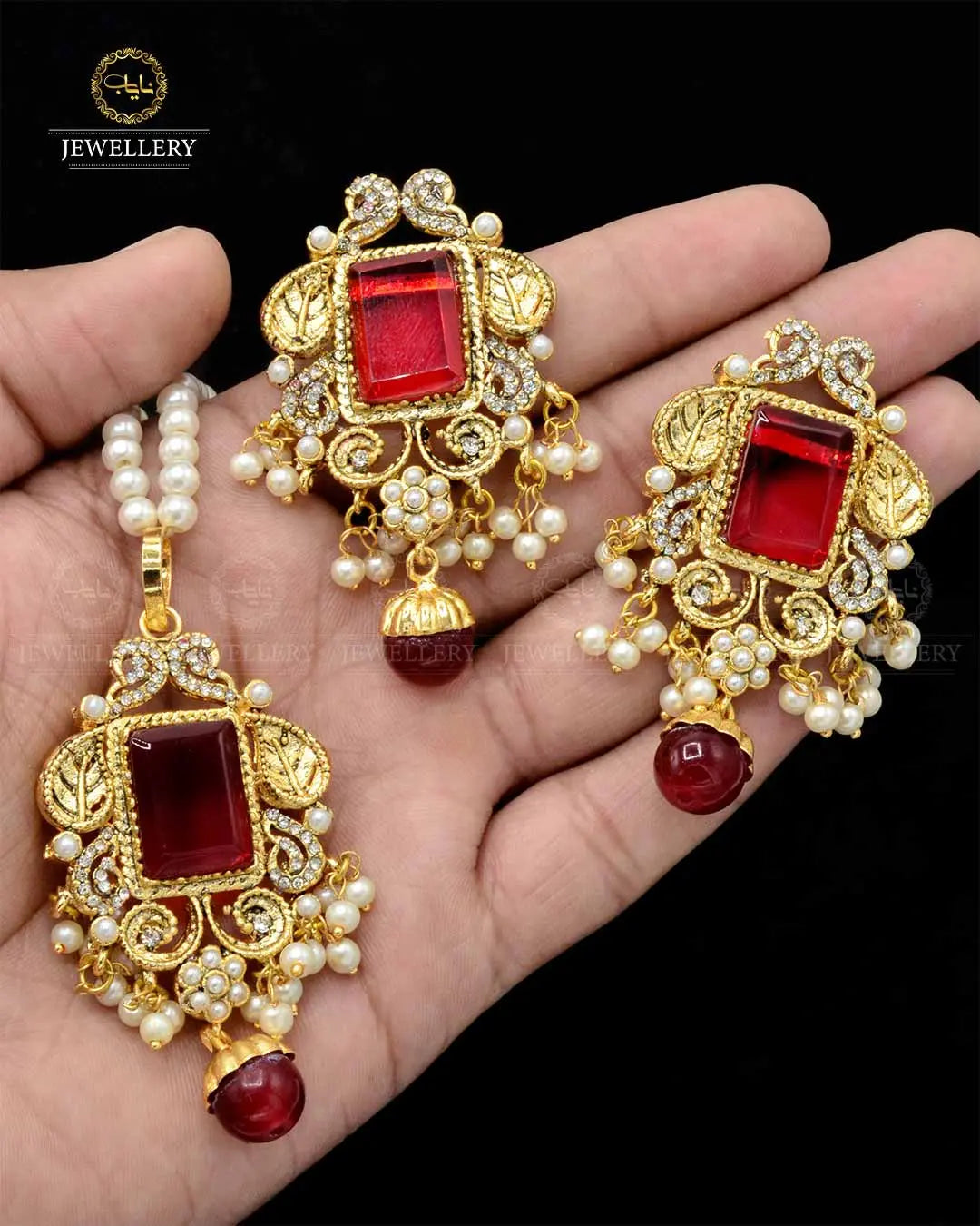 Designer dublet locket set NJ-1822 Nayab Jewellery