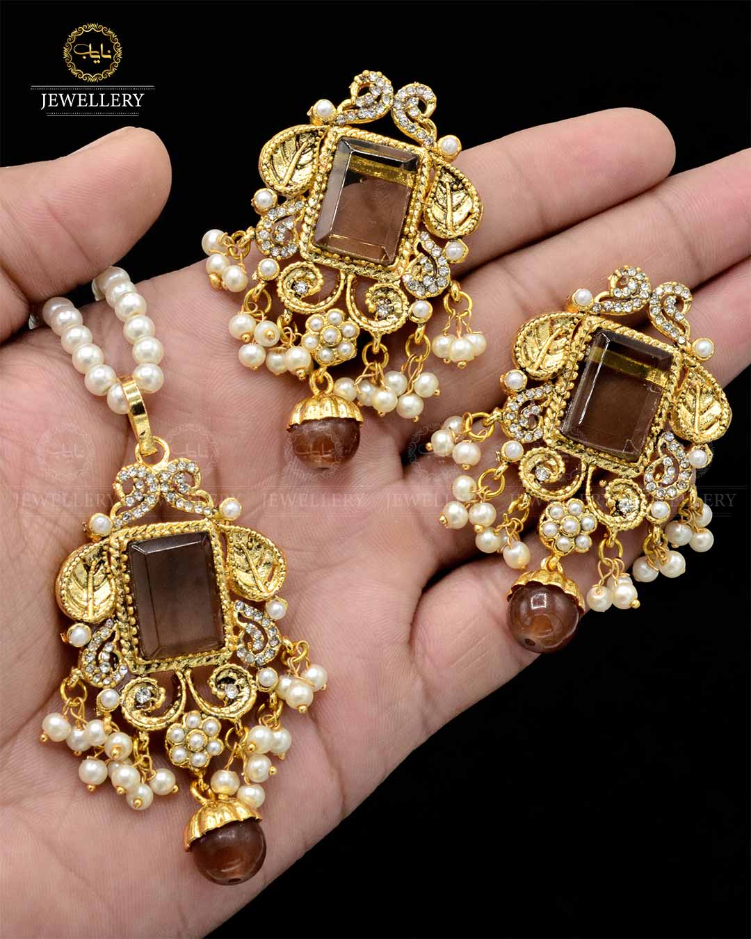 Designer dublet locket set NJ-1822 Nayab Jewellery