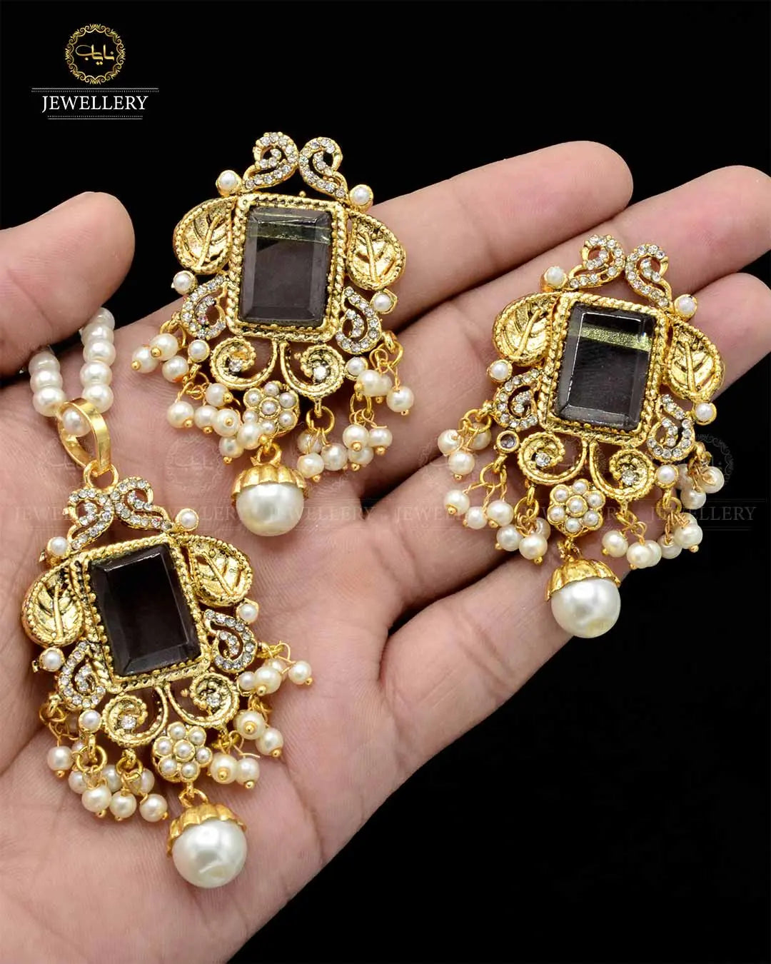 Designer dublet locket set NJ-1822 Nayab Jewellery