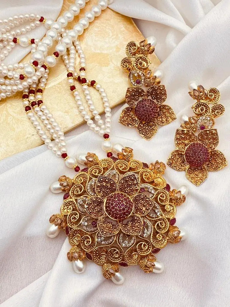 Designer flower Mala set NJ-1639 Nayab Jewellery