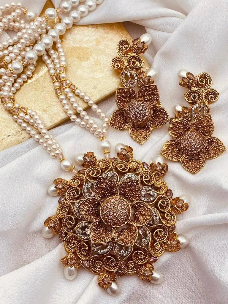 Designer flower Mala set NJ-1639 Nayab Jewellery