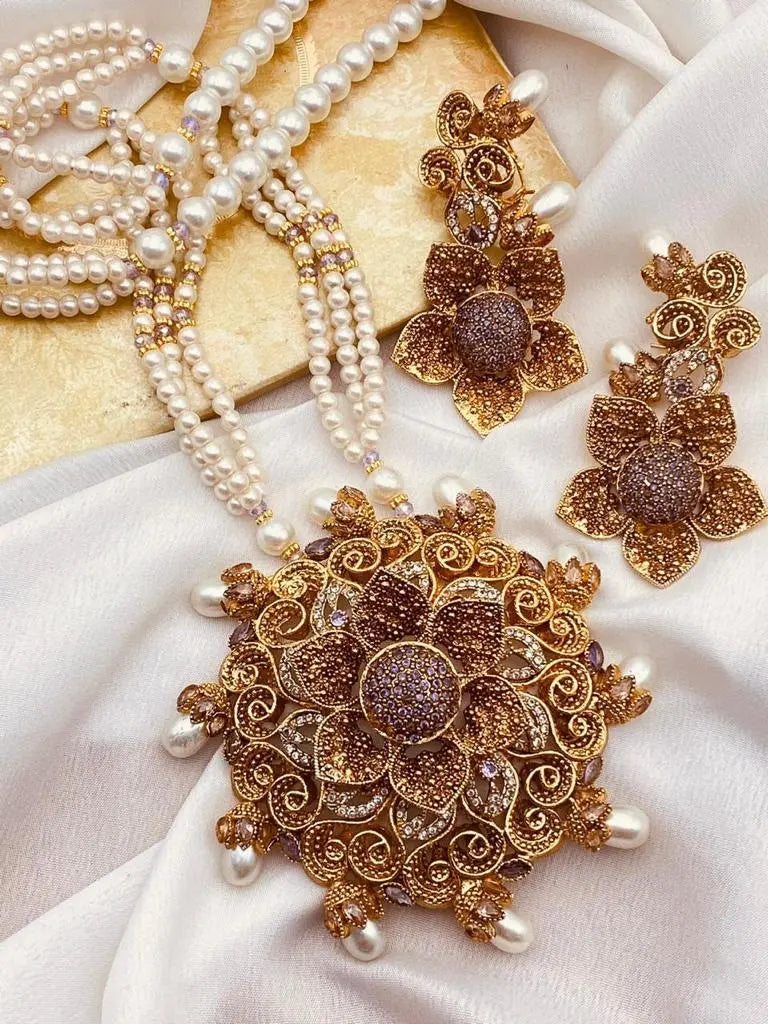 Designer flower Mala set NJ-1639 Nayab Jewellery