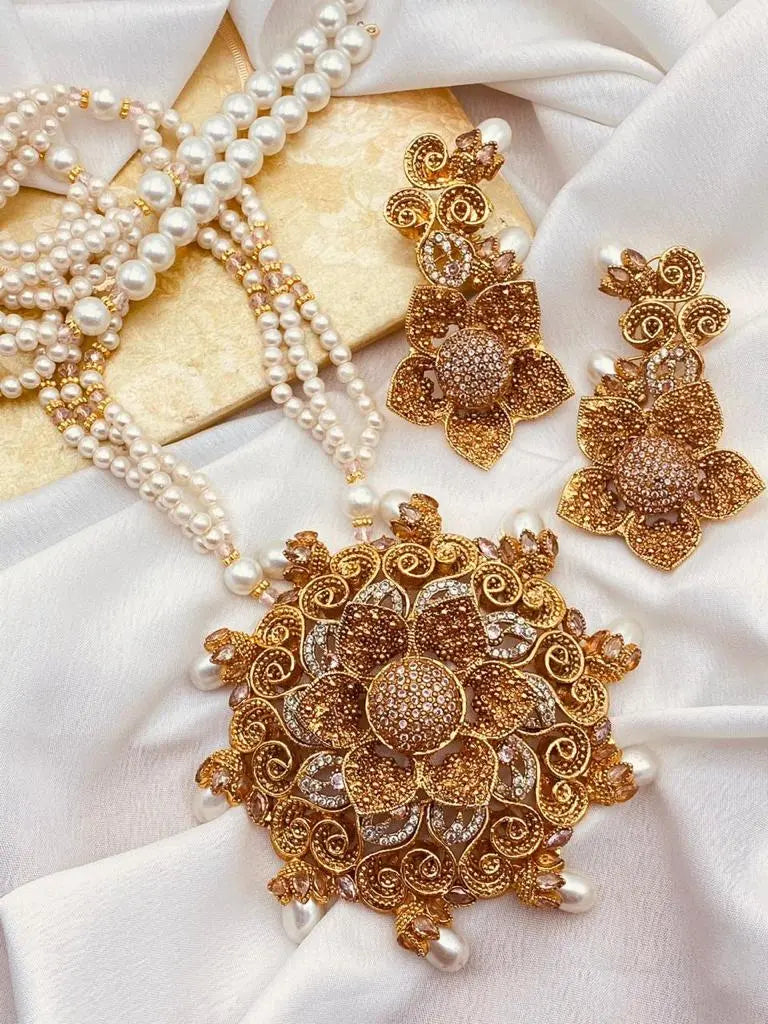 Designer flower Mala set NJ-1639 Nayab Jewellery