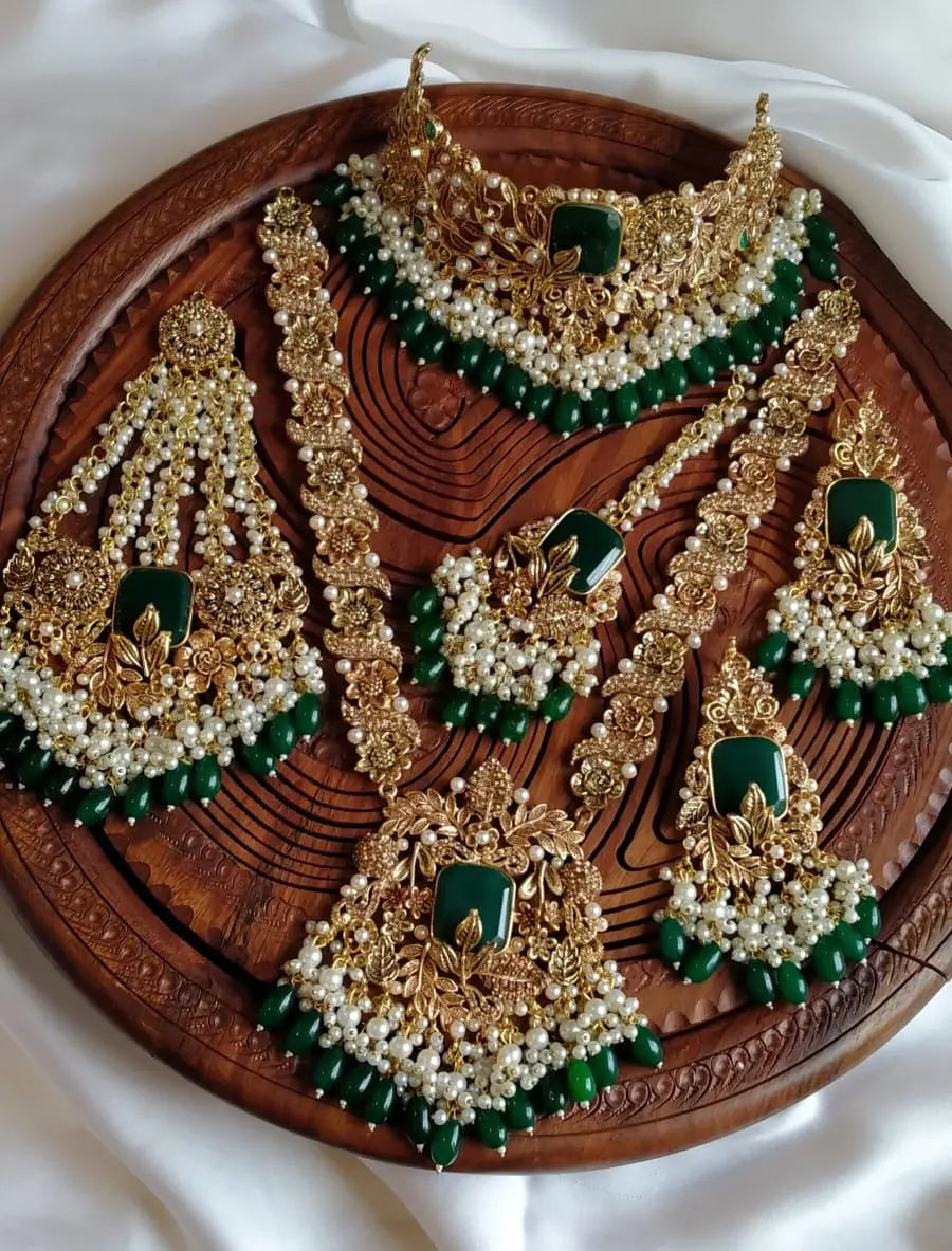 Designer hand made 6 pcs complete bridal set-2023 Nayab Jewellery